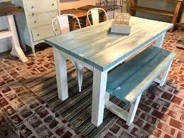Vintage Aqua Small Farmhouse Table Set With Bench And Metal Etsy In 2021 Small Farmhouse Table Farmhouse Table With Bench Build A Farmhouse Table