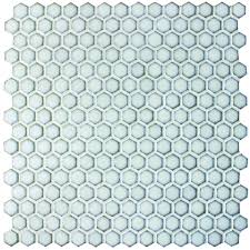 Made From Porcelain With A Glossy Finishes The White Hexagonal Tile Can Act As Floor Tiles And Wall T White Mosaic Tiles Mosaic Pool Tile Mosaic Bathroom Tile