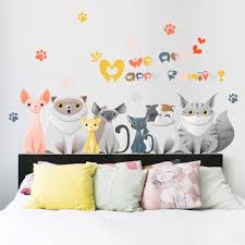 Removable Vinyl Lovely Cats Wall Sticker Decal Mural Children Kids Room Art Home Decor Kids Bedro Wall Stickers Cats Removable Wall Decals Diy Diy Wall Decals