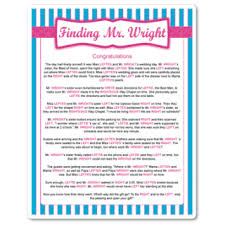 Printable Finding Mr Wright Blue Stripes Fun Bridal Shower Games Printable Bridal Shower Games Bridal Shower Games