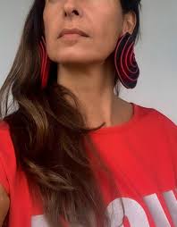 Handmade Artsy Swirl Abstract Twist Earrings, Red Cherry Earrings ,unique  Bold Earring, Gift for Her, Bold Wavy Oversized Earrings