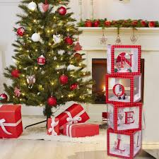 My tree decorations are silver, gold, white, or clear glass, and as much sparkle as i can find or glue on. Amazon Com Christmas Decorations Red Black Plaid Noel Box Large Transparent Noel Blocks Decorations For Fireplace Christmas Tree Decorations Home Decor Holiday Party Decorations Home Kitchen