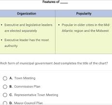 Which Form Of Municipal Government Best Completes The Title
