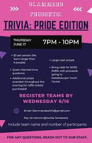 Buzzfeed editor keep up with the latest daily buzz with the buzzfeed daily newsletter! Slammers This Thursday Trivia The Pride Edition Queer Themed Questions And Amazing Prizes To Top 3 Teams Also 50 50 Raffle And Other Raffle Giveaways 5 Per Person And No Team Larger