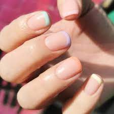 American Salon On Instagram Pastel French Nails Bab Nails Nailsofinstagram Nail Multicoloured Nails French Acrylic Nails French Tip Gel Nails