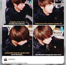 Bts Sj Rm His Wrecking Monster Energy Is Travelling Through Everyoe Bts Memes