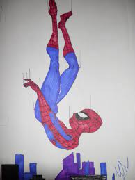 Observe well the finished drawing or photo and see where the body contours cross the grid lines. Spiderman Falling By Artproman On Deviantart