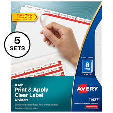The labels include cocoa, baking soda, baking powder, salt, oatmeal, chocolate, coffee, and vanilla just to name a few. Avery Print Apply Clear Label Dividers Index Maker Easy Apply Printable Label Strip 8 White Tabs 5 Sets 11437 Walmart Com Walmart Com