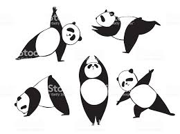Black And White Vector Panda In Different Joga Pose Black And White Vector Illustration Panda Illustration Vector Illustration Illustration
