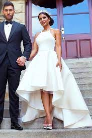 We've rounded up 30 simple gowns for every style and budget. Simply Straps High Low White Wedding Dress Ml5429 Hi Low Wedding Dress Wedding Dresses Simple Short Wedding Dress