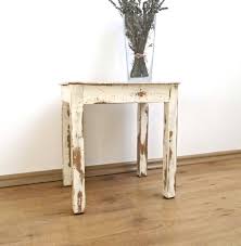 Vintage Wood Stool White Distressed End Side Coffee Table Rustic Farmhouse Wood Stool Vintage Wood Side Coffee Table