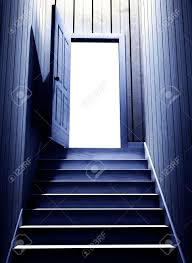 Dad awakens, steps forward, places his hand on the knob, and twists. Steps Leading From A Dark Basement To Open The Door 3d Render Stock Photo Picture And Royalty Free Image Image 50056265