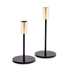 Black metal farmhouse candle holder. Modern Tiered Taper Candle Holders Black Gold Set Of 2 The Knot Shop