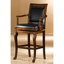 Find leather counter height bar stools. Hillsdale Furniture Douglas Distressed Cherry With Gold Highlights Wood Barstool With Square Swivel With Arms And Black Leather 61574 Bellacor