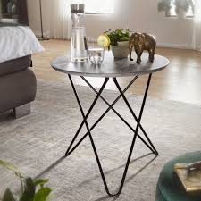 Runder couchtisch grosse tischplatte in tablettform teakholz beine weiss. Finebuy Design Beistelltisch In Beton Optik Grau Rund O 60 Cm Couchtisch Metallbeine Schwarz Moderner Wohnzimmertisch Kaufen Bei Skyport Gmbh