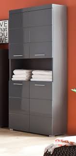 Hochschrank Hochglanz Grau Badezimmer Bad Schrank 4 Turig 80 Cm Badmobel Amanda Ebay