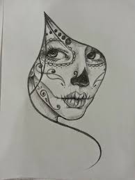 Teschi Messicani Tatto Un Disegno In Bianco E Nero Della Santa Muerte Con Una Cornice Particolare Teschi Tatuaggi Messicani Tatuaggi Teschio Messicano