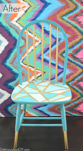 Wooden Chair Makeover Using Only Masking Tape Delicious And Diy Wooden Chair Makeover Wood Chair Makeover Diy Chair