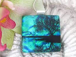 Dichroic Fused Glass Jewelry Reflection Treependant Etsy Fused Glass Jewelry Fused Glass Jewelry Dichroic Glass Jewelry