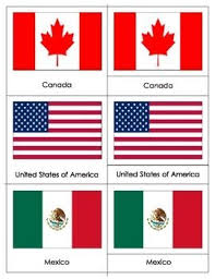Flags Of North America Three Part Cards North America Flag Montessori Projects North America
