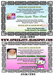 Tasmiyah (memberi nama bayi) boleh dilakukan di hari pertama. Contoh Ucapan Puput Puser Cara Golden