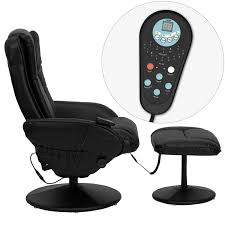 The armrest provides added support, comfort an have a plush finish. Massaging Multi Position Plush Recliner With Side Pocket And Ottoman In Black Leather Restaurant Furniture Org