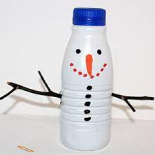10 tutos déco nature |. Bonhomme De Neige Bouteille De Lait Noel Sur Tete A Modeler