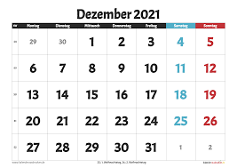 Hier ist der universelle kalender 38ms für 2021. Kalender Dezember 2021 Zum Ausdrucken Kostenlos Kalender 2021 Zum Ausdrucken