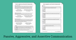 Passive Aggressive And Assertive Communication Worksheet Therapist Aid Assertive Communication Assertiveness Social Emotional Skills