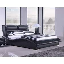 Napoli Modern Contemporary Platform Bed In White Or Black Faux Leather Bedroom Modern Platform Bed Contemporary Platform Bed White Leather Bed