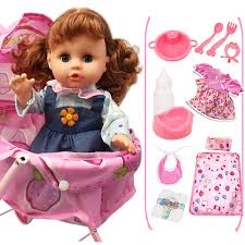 Taking Baby Doll Toys With Trolley Pink Baby Stroller Foldable Pushchair Nursery Cart Bag Girls Reborn Baby Dolls Birthday Gift Dolls Aliexpress