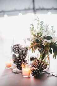 Many couples forego traditional seating and opt instead for several food tables amongst scattered. 25 Budget Friendly Rustic Winter Pinecone Wedding Ideas Winter Wedding Centerpieces Diy Winter Wedding Fun Wedding Decor