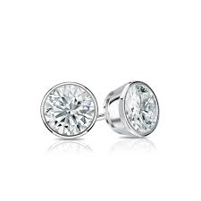 Check spelling or type a new query. Certified 14k White Gold Bezel Round Diamond Stud Earrings 0 62 Ct Tw G H Si2 Diamondstuds Com