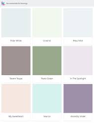 Polar White Tavern Taupe My Sweetheart Unwind Pesto Green Sea Ice Maui Mist In The Spotlight Ancestry Cream Paint Colors Paint Color Inspiration Color