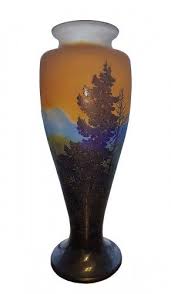 Grand Vase Signe Galle La Ligne Bleu Des Vosges Vases Decoratifs Vase En Bois Vase En Papier