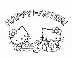 With this cute coloring page hello kitty wishing happy easter with a basket of easter eggs. Hello Kitty Coloring Pages Easter Coloring Home