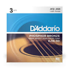 Amazon Com D Addario Ej16 3d Phosphor Bronze Acoustic Guitar Strings Light Tension Corrosion Resistant Phosphor Bronze Offers A Warm Bright And Well Balanced Acoustic Tone Pack Of 3 Sets Musical Instruments