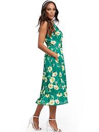 Floral Halter Wrap Midi Dress New York Company In 2020 Midi Dress Dresses Red Dress Women