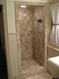 Fox Point Wi Small But Elaborate Natural Stone Walk In Shower 4x4 Travertine Tile Was Used On All Wal Walk In Shower Doors Shower Tile Double Vanity Bathroom