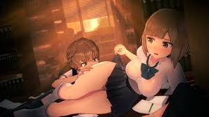 anna anon, original, absurdres, commentary, english commentary, highres,  koikatsu (medium), 1boy, 1girl, 3d, black footwear, black skirt, blue bow,  blue bowtie, blunt bangs, blush, book, bow, bowtie, breasts, brown eyes,  brown hair,