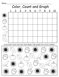 Free Printable Fall Themed Color Count And Graph Worksheet Graphing Worksheets Kindergarten Worksheets Printable Graphing Kindergarten