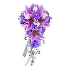 Step by step video not just written out need. Cascade Wedding Bouquet Shades Of Lavender Lilac Purple Artificial Flowers Ebay