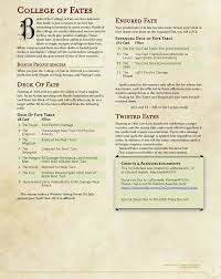 College Of Fates Bard Subclass A Tarot Card Inspired Subclass Unearthedarcana