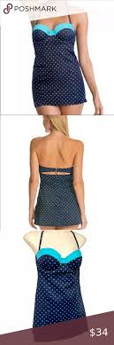 Spanx Blue Polka Dot Dresskini Swimshaping Top 8 In 2020 Spanx Retro Swimsuit Blue Polka Dots
