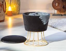 Hocker Nobly Samtvelour Schwarz Polsterhocker Mit Stauraum