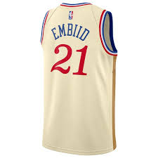 Campione philadelphia seventysixers 76ers sixers nba trikot jersey 3 iverson xl. Nike Joel Embiid Philadelphia 76ers Cream 2019 20 Finished Swingman Jersey City Edition