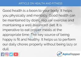 This article gives some tips and tricks to improve the healthiness of your meals. Article On Health And Fitness 800 300 Words For Kids Children And Students In English A Plus Topper