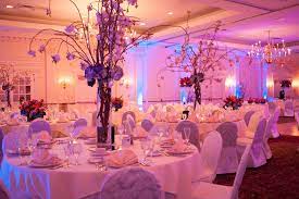 Purple Pink And Blue Uplighting At Hotel Reception Reception Hotel Reception Purple Wedding Theme