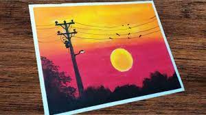 Prosesnya mudah dan tidak memakan banyak penggunaan cat maupun warna cat, karena warna. Oil Pastel Drawing 77 Cara Mudah Menggambar Dan Mewarnai Sunset Untuk P Lukisan Mudah Gambar Ide Menggambar