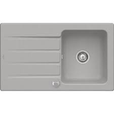 Evier A Encastrer 1 Bac Avec Egouttoir Ceramique Gris Argent Ela Evier Egouttoir Gris Argent